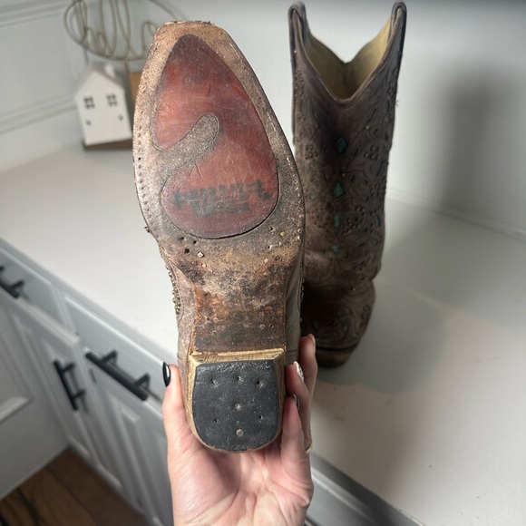 Corral Boots Western Studded Cowboy Women’s 7.5M Turquoise Inlay Leather - Picture 8 of 11